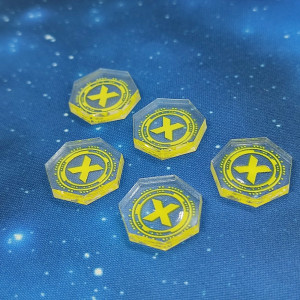 Set 5 tokens acrílicos “acción épica” compatible “SW Unlimited”